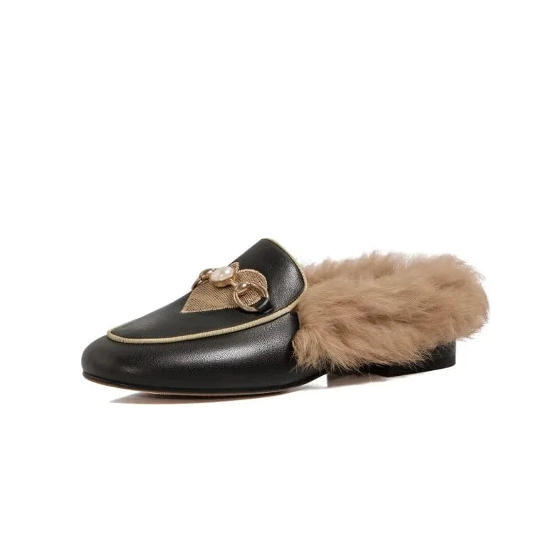 39 / Black Woolen Sheep Wool Fur House Slides Slippers Slides Famous Brand Luxury Indoors Outdoor Winter for Woman Fashion Leather Summer