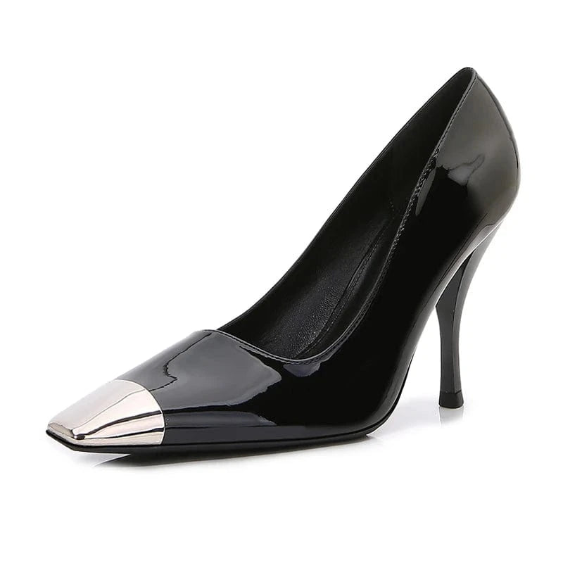 39 / BlackB High heels women's 2022 new metal toe square toe stiletto women's shoes