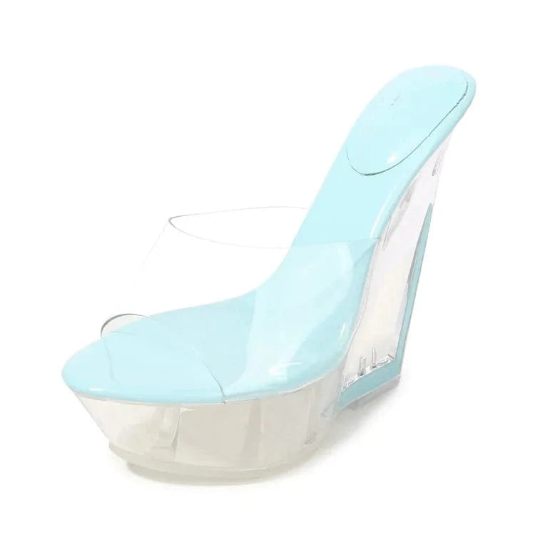 39 / Blue private label trendy transparent sexy womens super high heel sandals