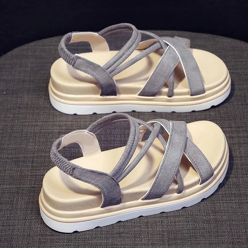39,insole length 245MM / Grey big size 35-40 non-slip women wedges sandals high heeled sandals for women and ladies shoe