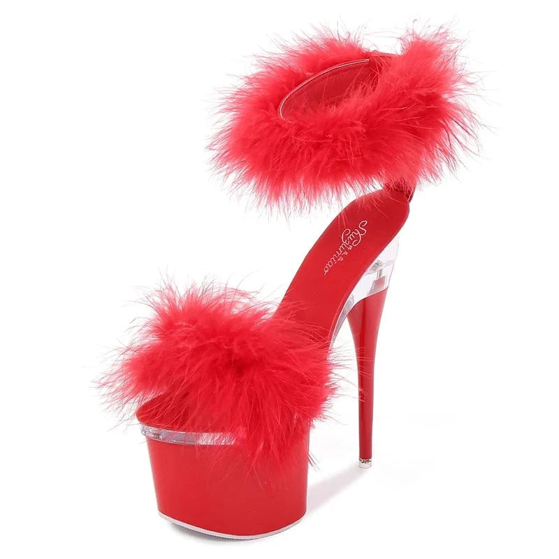 39 / Red Hot Selling Women Heel Shoes Sexy Stilettos Platform Sandals 18 CM High Heels Night Club Ladies Sandals