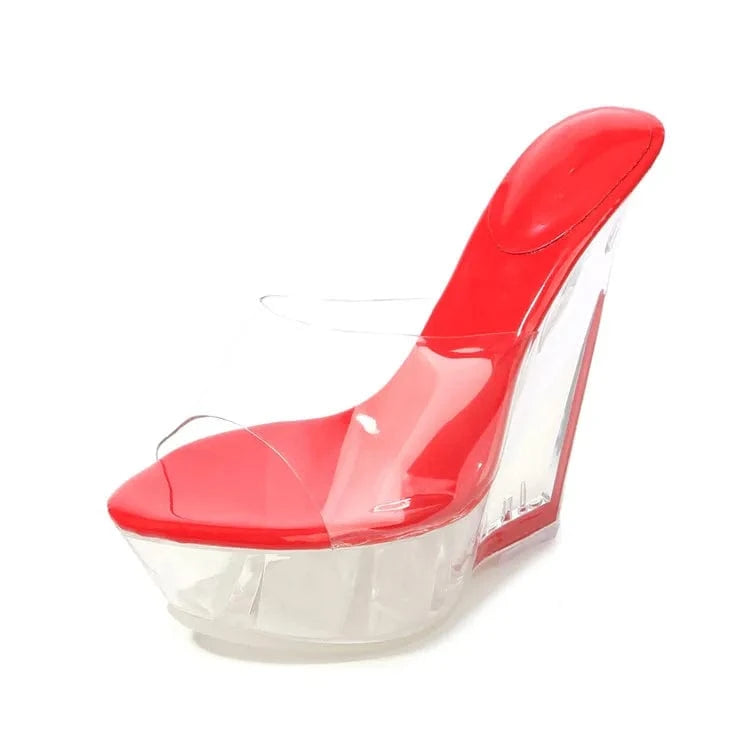 39 / Red private label trendy transparent sexy womens super high heel sandals