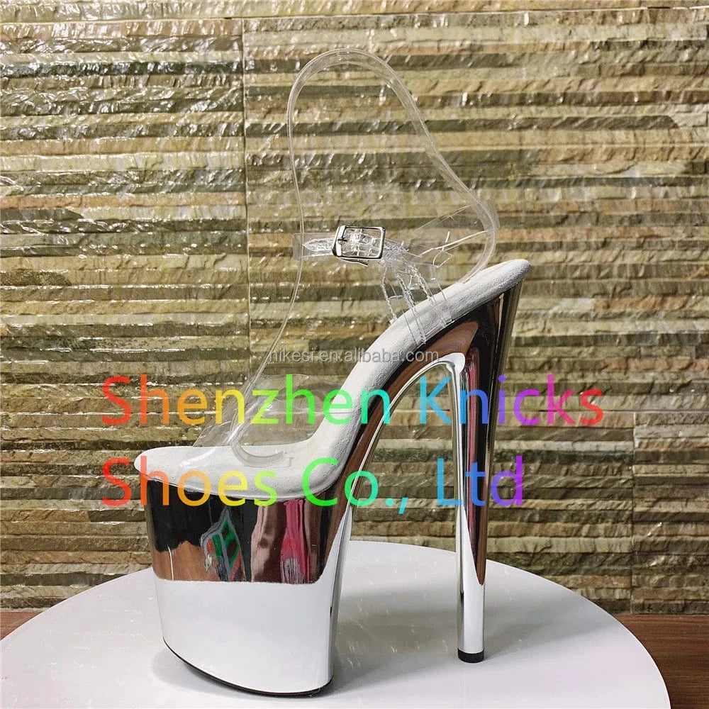 39 / silver 8inch-20CM sexy super high-heeled shoes sandals thin heel show banquet shoes buckle waterproof platform sandals
