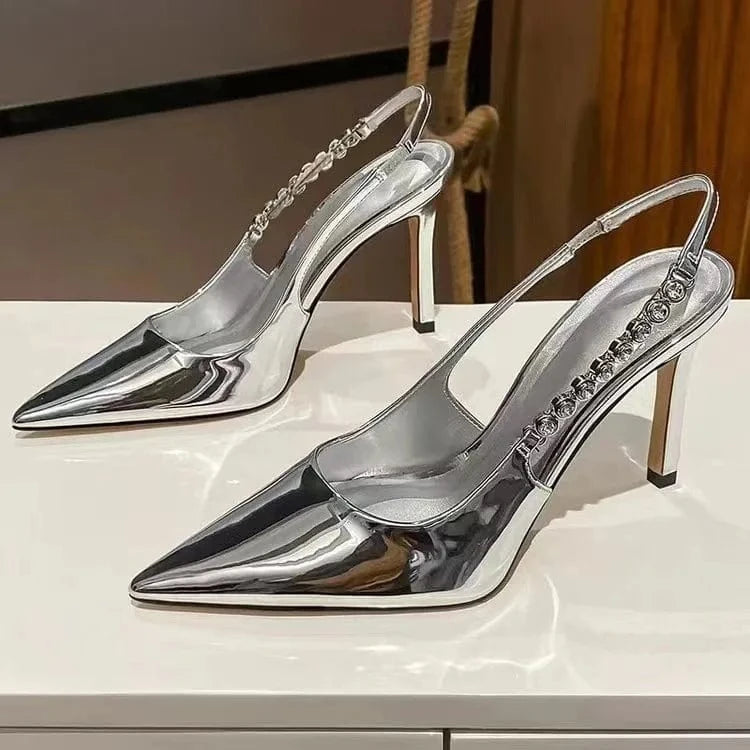 39 / silver PDEP 2023 female summer new rhinestone point toe silver sexy women's high heel shoes female stiletto thin heels for ladies
