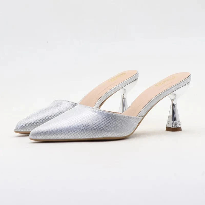 39 / silver versatile rhinestone stiletto heel pointed closed toe sandals sexy ladies high heels women's shoes