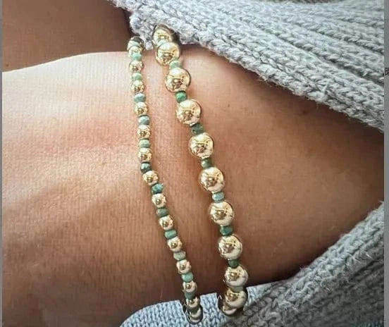 3mm 6.5inch Natural Turquoise bracklace Turquoise Natural Bracelet  Necklace 14k Gold Filled Jewelry Set