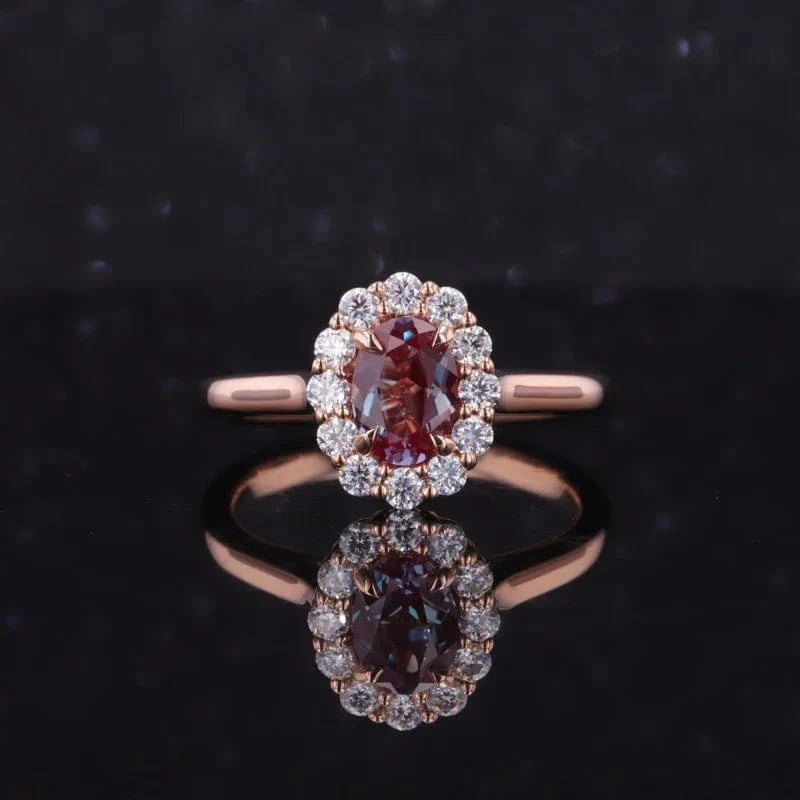 4 / 10k New design 925 sterling silver 10k 14k gold jewelry moissanite halo anillo de oro fancy color oval lab grown gemstones ring