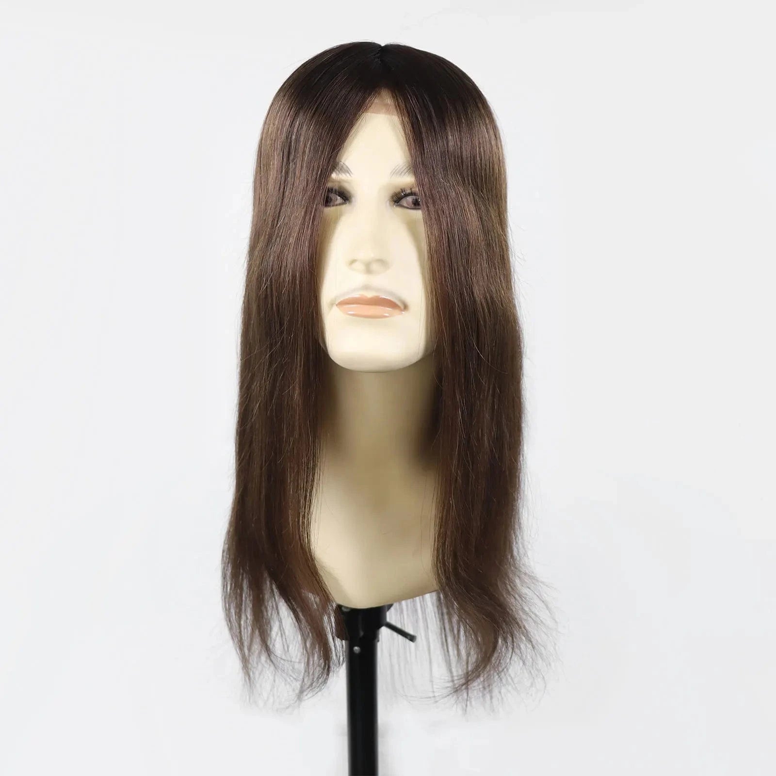 4# 18 Inches Long Male Hair Prosthesis 8x10 Man Hair Patch Front Lace Base Cap Lace Toupee For Men Wig