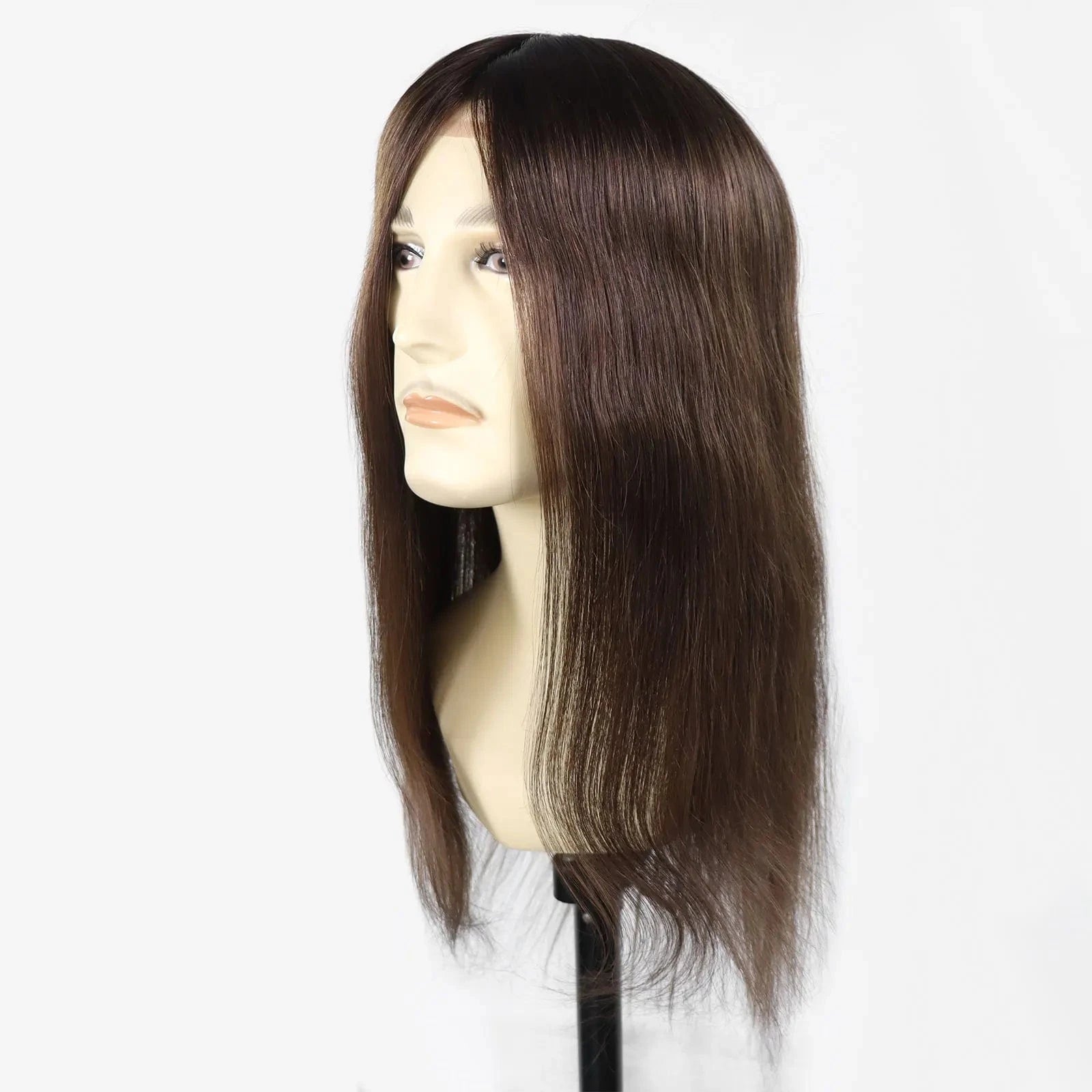 4# 18 Inches Long Male Hair Prosthesis 8x10 Man Hair Patch Front Lace Base Cap Lace Toupee For Men Wig