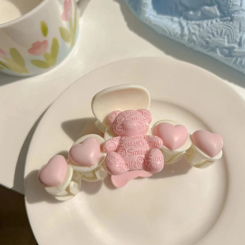 4 2023 Spring Korean Fashion Hair Accessories Bowknot Big Hair Clamp Pink Cute Honey Peach Hair Claw Clips For Woman Girls