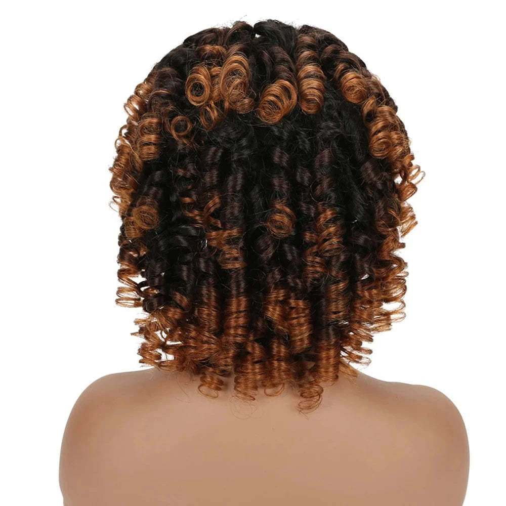 4*4 wig 1b/4/30 / 18 Inches 1B/27 Ombre Color funmi bouncy curls virgin hair wigs  for black women