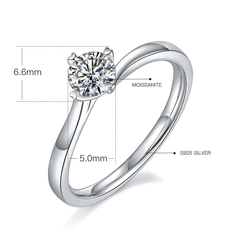 4.5 / Classical / M02D Wholesale Gemstone Rings Round Moissanite Petite Engagement Ring 925 Sterling Silver 0.5ct Moissanite Diamond Jewelry