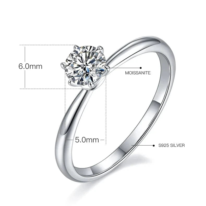 4.5 / Classical / M09B Wholesale Gemstone Rings Round Moissanite Petite Engagement Ring 925 Sterling Silver 0.5ct Moissanite Diamond Jewelry