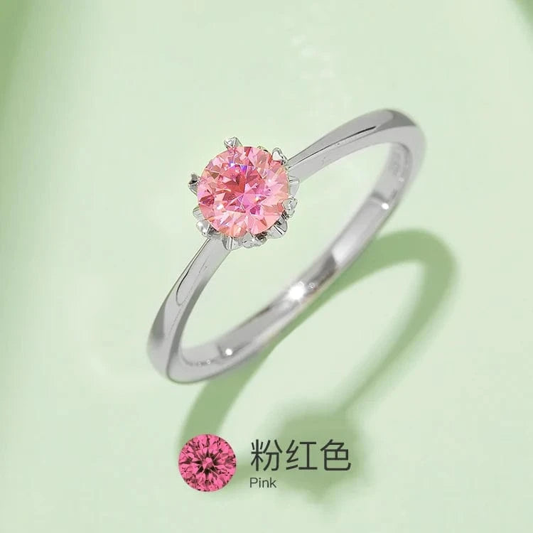4.5 / Pink Factory Hotsale Newest Moissanite Ring 0.5ct VVS Pink Moissanits Stone Ring 925 Sterling Silver Jewelry in stock
