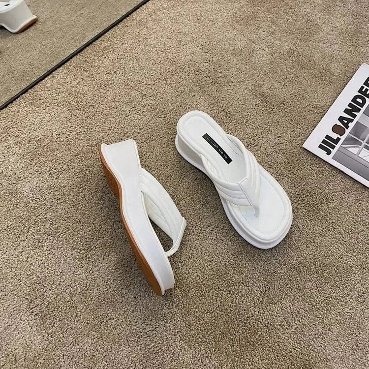 4.5 / White YiXin Flat Sandals For Women And Ladies Comfortable Outdoor Casual High Pumps Flats Women Sandals Flat