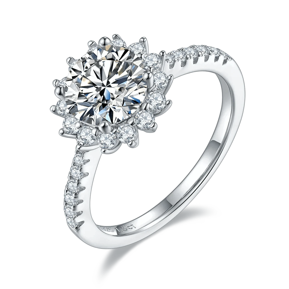 4.75 / M45D 2024 fine jewelry s925 sterling silver rings sun flower 2.0CT 8.0mm moissanite gemstone ring wedding custom 14k 18k gold plated