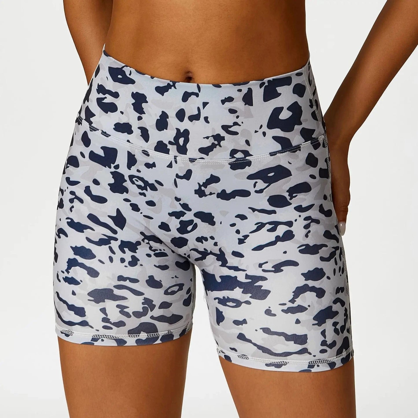 4 Pcs Leopard Yoga Set Summer High Waist Stretch Butt Gym Leggings Shorts Halter Sling Yoga Bra Workout Sets Suits Sports Wear