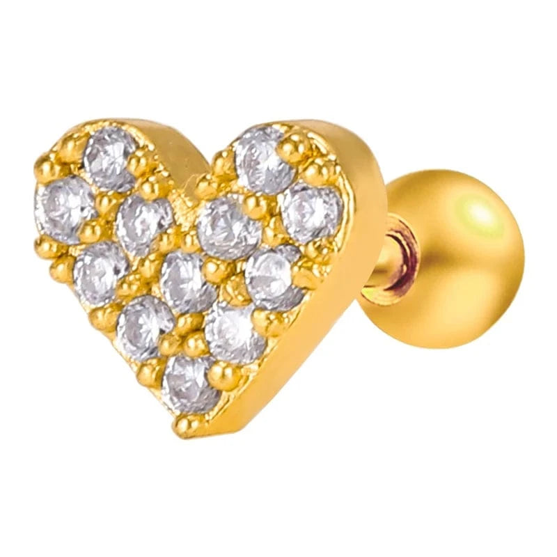 #4 POENNIS Stainless Steel Ladies Fashion Zircon Stone CZ Cartilage Earring Helix Conch Lobe Tragus Stud Ear Piercing Jewelry