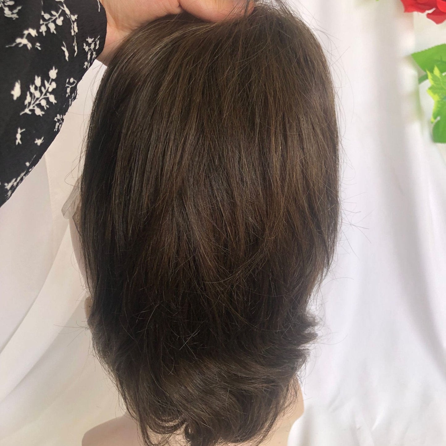 #4 Toupee Lace with PU Brazilian Hair Mens Toupee Brown Color 100% Human Hair Man Toupee Hair System
