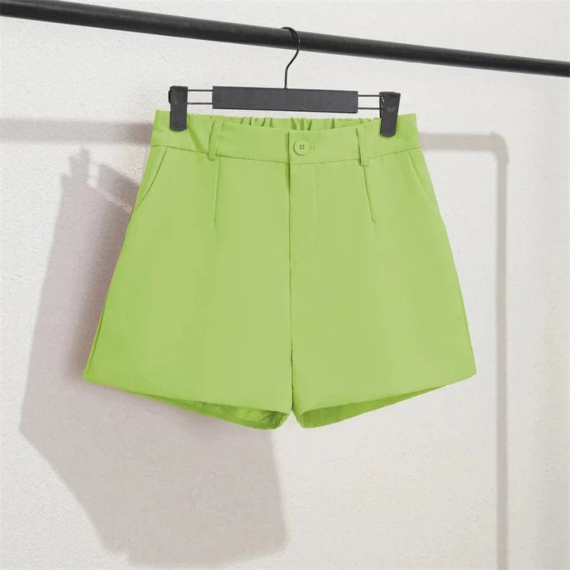 4 XL / 03 New Casual Wide Leg High Waist Suit Shorts Women Straight A-line Slimming All Match Elastic Waist Women Pants