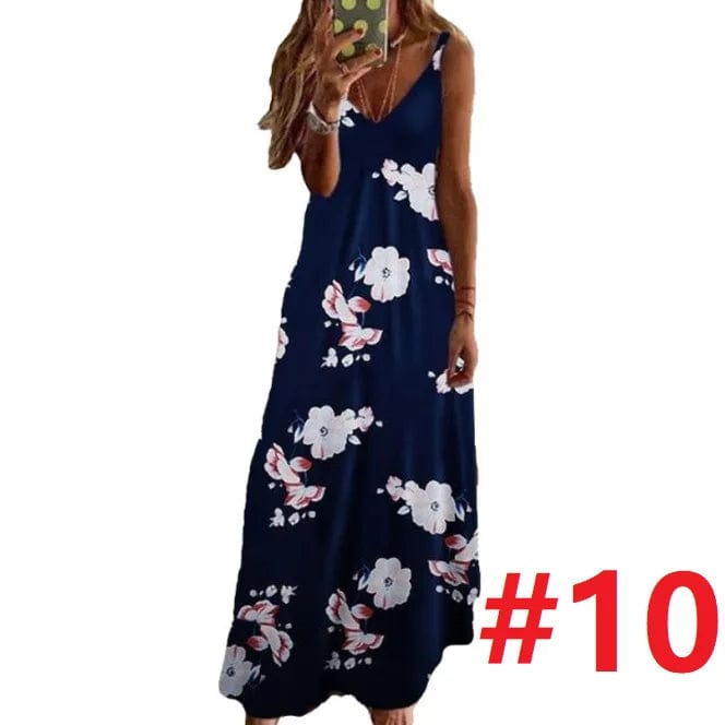 4 XL / 11 Slip Dress Summer 2024 Bohemian Sleeveless Backless Stylish Floral Casual Maxi Dress Sundresses For Women Evening Dress