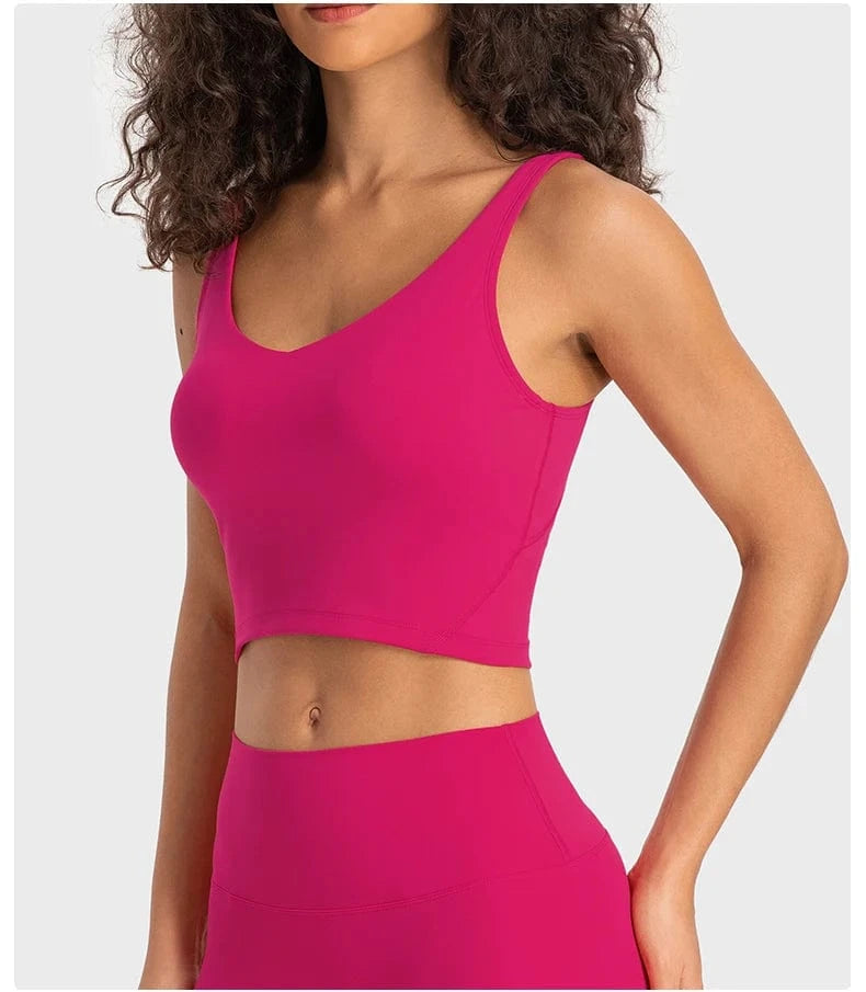 4/XS / Bright Magenta 2024 Lemon Beautiful Back Fitness Female High Strength Shockproof Align Women Yoga Bra Top Running Sports Vest For Workout