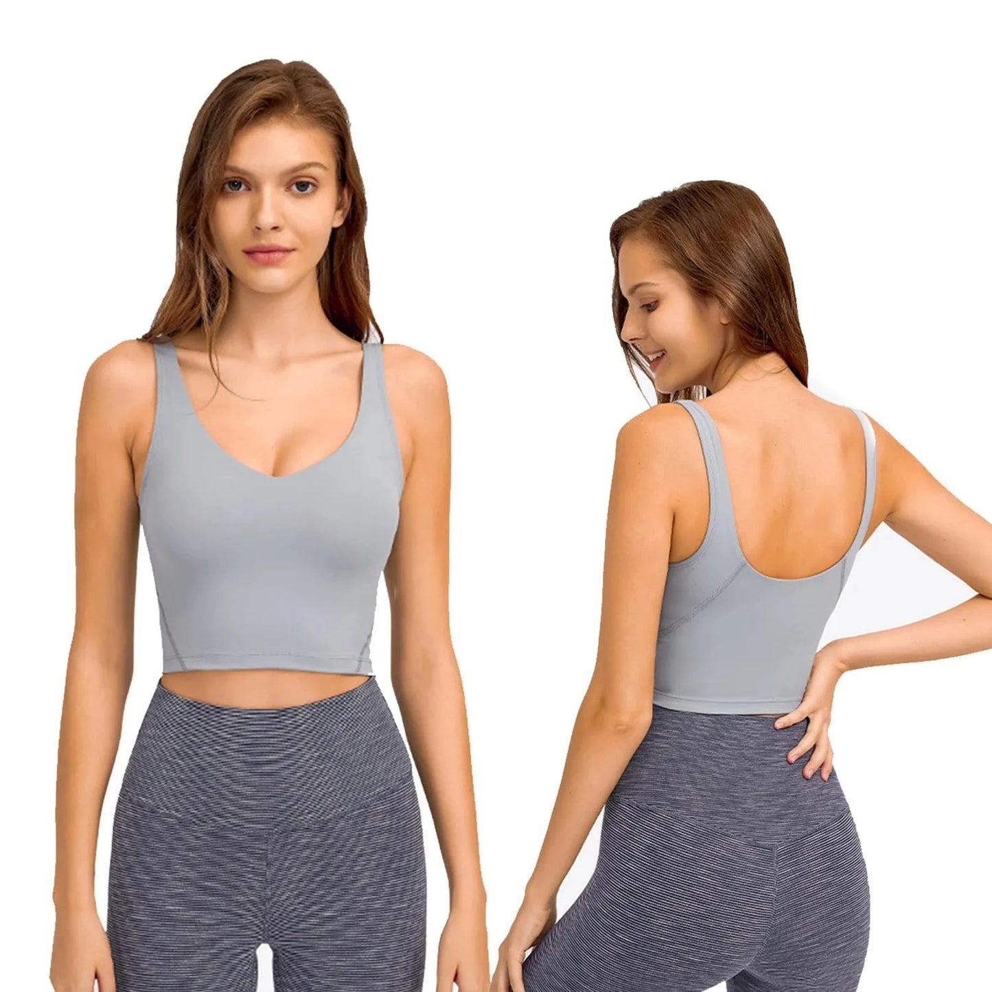 4/XS / Streamer Ash 2024 Lemon Beautiful Back Fitness Female High Strength Shockproof Align Women Yoga Bra Top Running Sports Vest For Workout