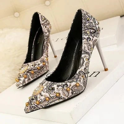 40 / 3 NEW Fashion simple sexy nightclub pumps  stiletto shallow mouth  shoes pointed-toe studded high heels