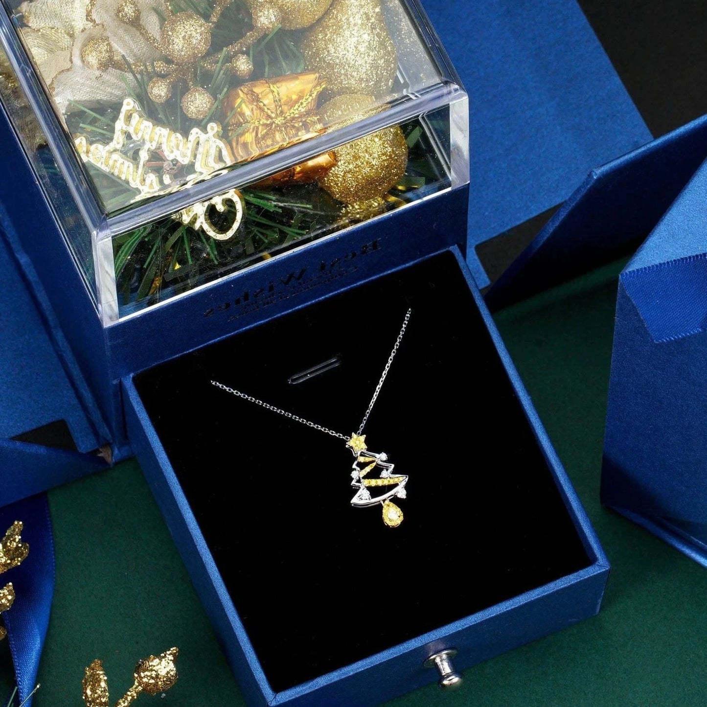 40-45cm / 18k gold Best Design Solid 18k Gold Necklace Real Yellow Diamond Necklace Christmas Necklace Santa Tree Custom Jewelry for Christmas Gift