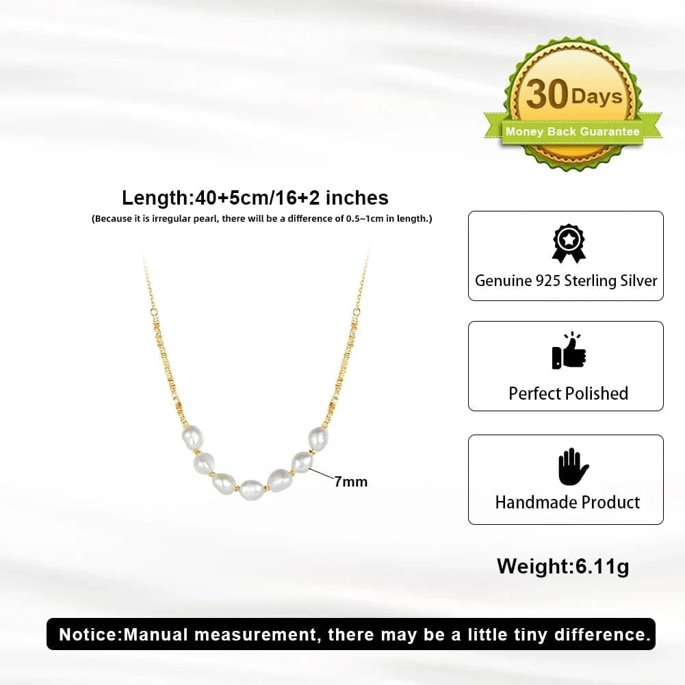 40+5cm(16+2 inch) / GPN69-14K RINNTIN GPN69 Hot Sales 925 Silver Baroque Fresh Water Pearl Necklace Collarbone Chain Jewelry For Women