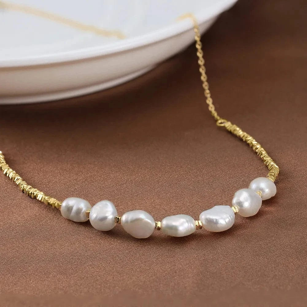 40+5cm(16+2 inch) / GPN69-14K RINNTIN GPN69 Hot Sales 925 Silver Baroque Fresh Water Pearl Necklace Collarbone Chain Jewelry For Women