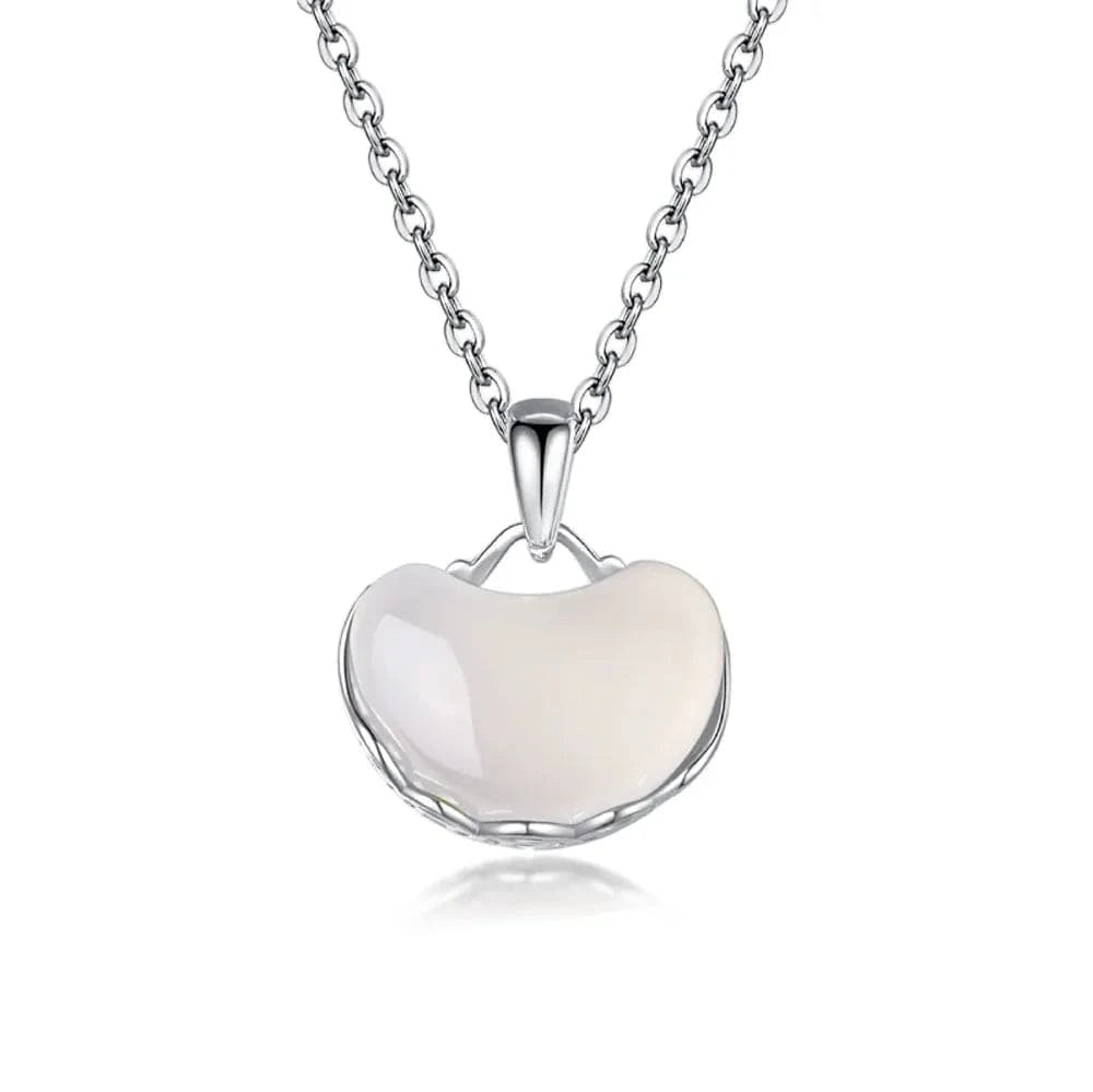 40+5cm / B2190012-S-W-WH Dylam Elegance Fine Jewelry 925 Sterling Silver Rhodium 18K Gold Plated Link Chain Hetian Jade Pendant Necklaces