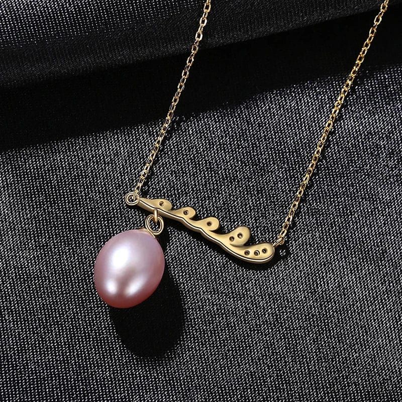 40+5cm / FN-0203-Pu PAG&MAG Wedding Pendant Necklace 925 Sterling Silver Choker Pink Freshwater Pearl Pendant Necklace