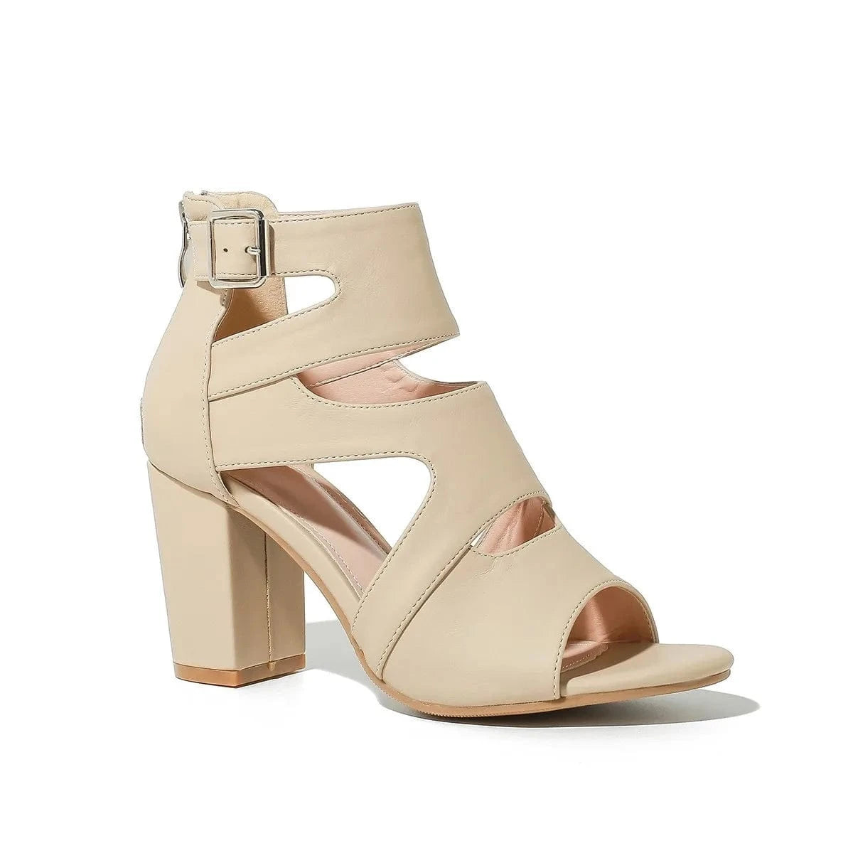 40 / Apricot Chaussures Femme Sexy Apricot Large Size Romen Mujer Shoes Slip-toe Zippers High Heels Sandals For Ladies Nightclub Party Sandal