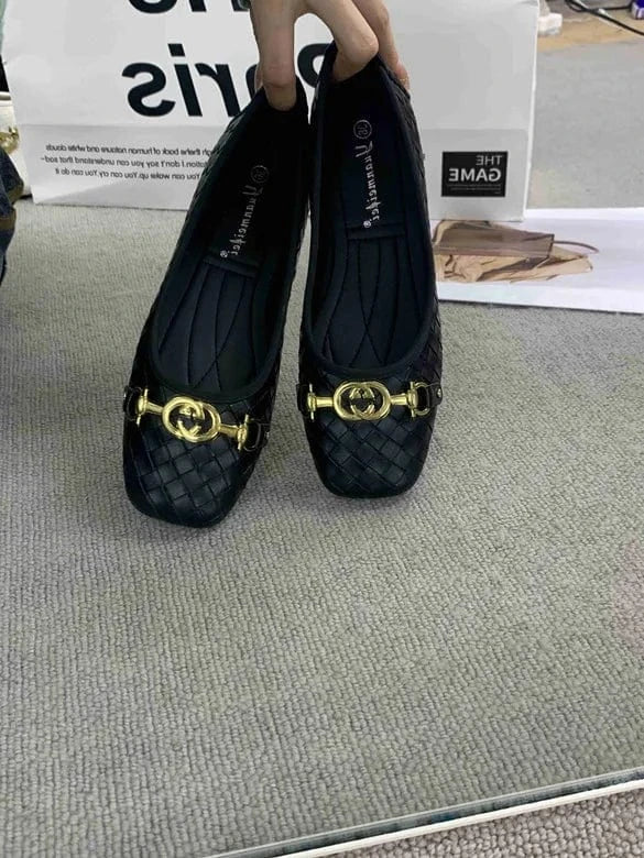 40 / Black Hot sale 2024 autumn new shallow mouth flat heel casual square head simple solid color women's shoes