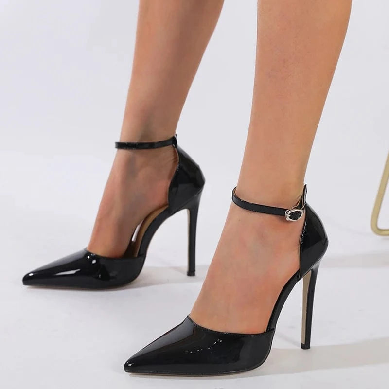 40 / Black Shoes super beautiful, classic glossy finish, pointed high heel women's low-top shoes dress shoes wedding shoes