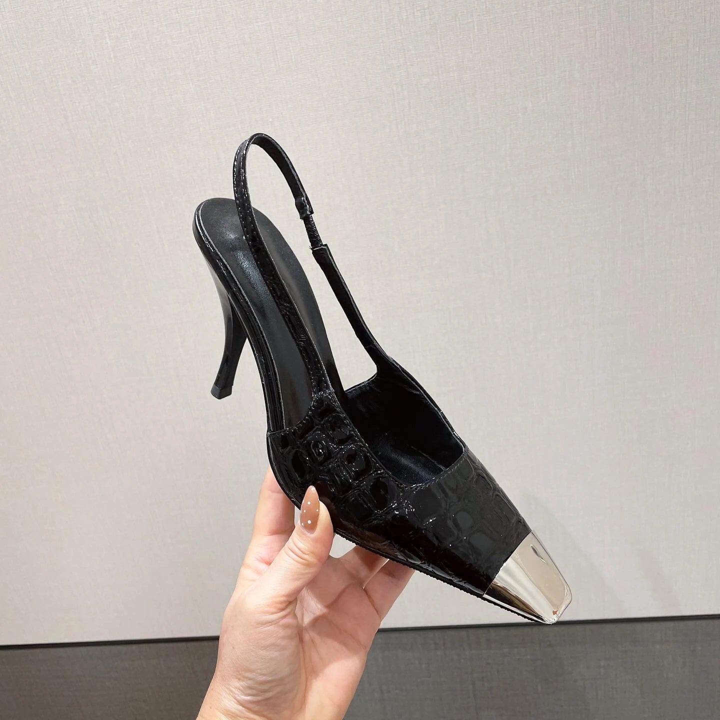 40 / black snake pattern Hot Sale Casual Metal Square Toe, Black Stiletto, Baotou High Heels 2023