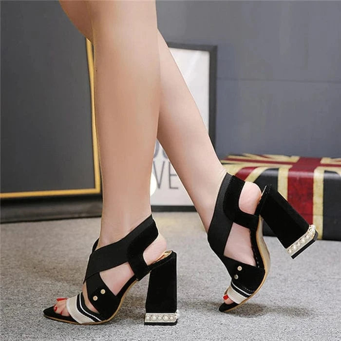 40 / Black TOP quality women popular shoes block heels new arrival woman other shoes ladies high heel sandals