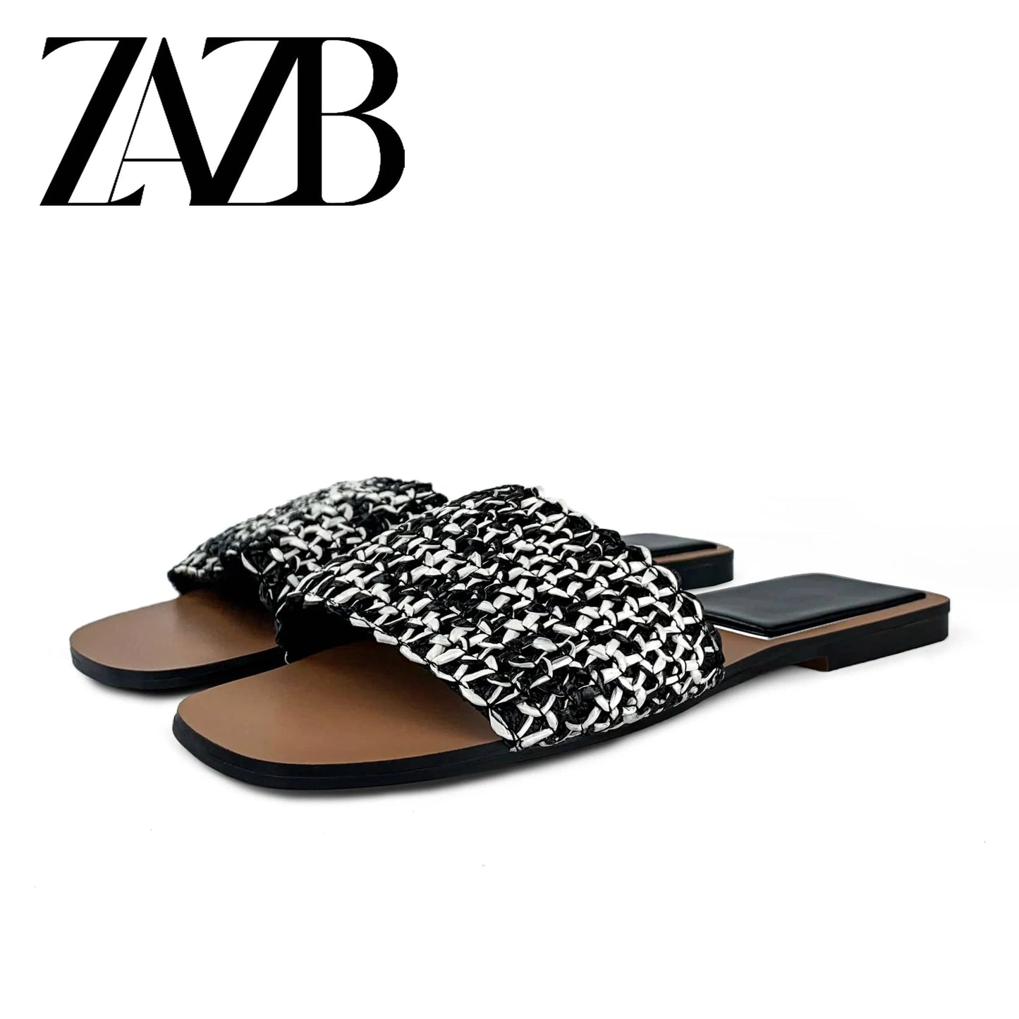 40 / Black ZAZB brand Custom women flat shoes ladies shoes and sandals for mules luxury slippers Hemp rope weaving chaussures pour femmes