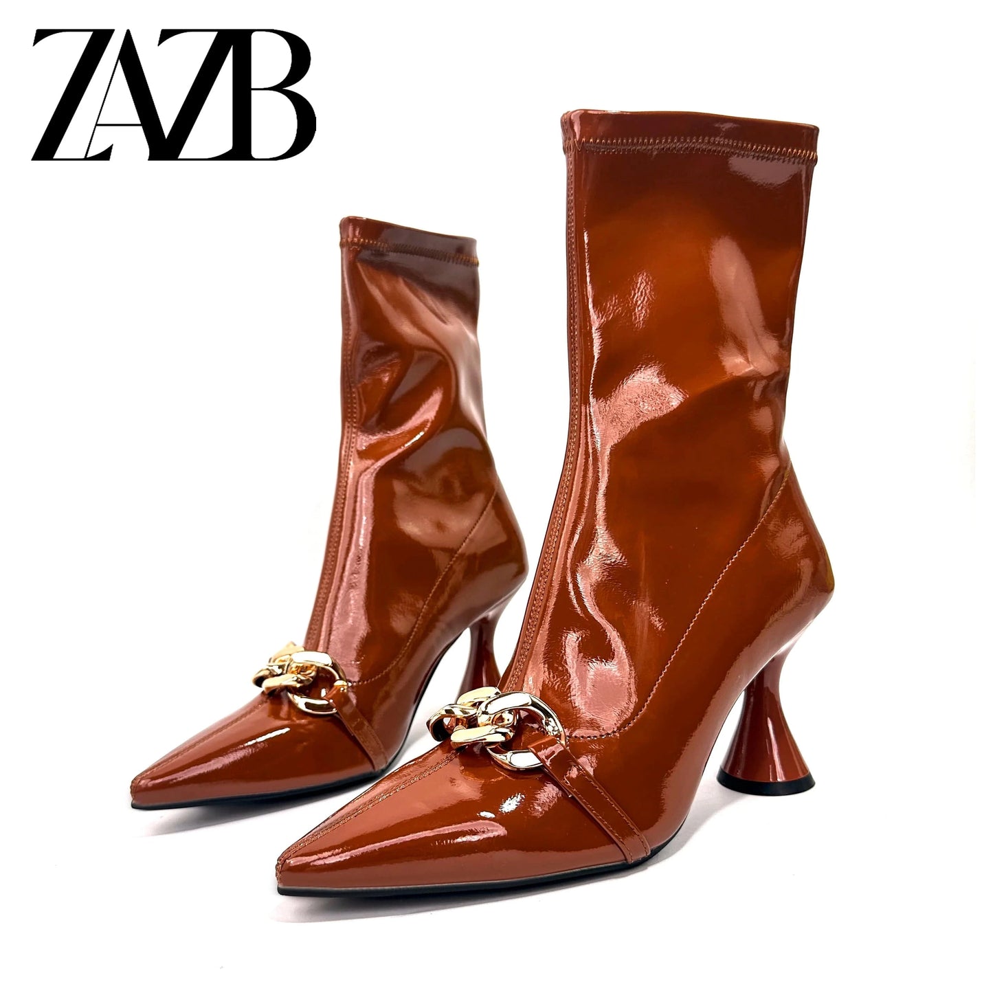 40 / Brown Custom women solid color Shoelace metal buckle designer shoes high heels  leather boots  women genuine leather leathers luxury