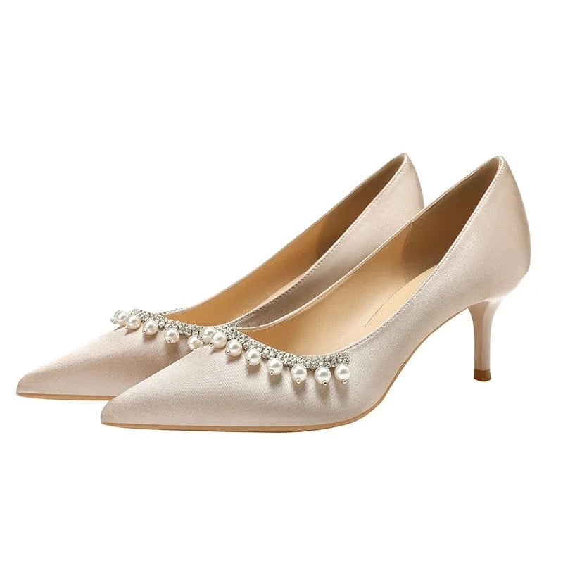 40 / Champagne(6cm)` New Female Pointed-toe Rhinestone Sandals Women Summer Autumn High Heels Stilettos Sexy Banquet Office Ladies Shoes