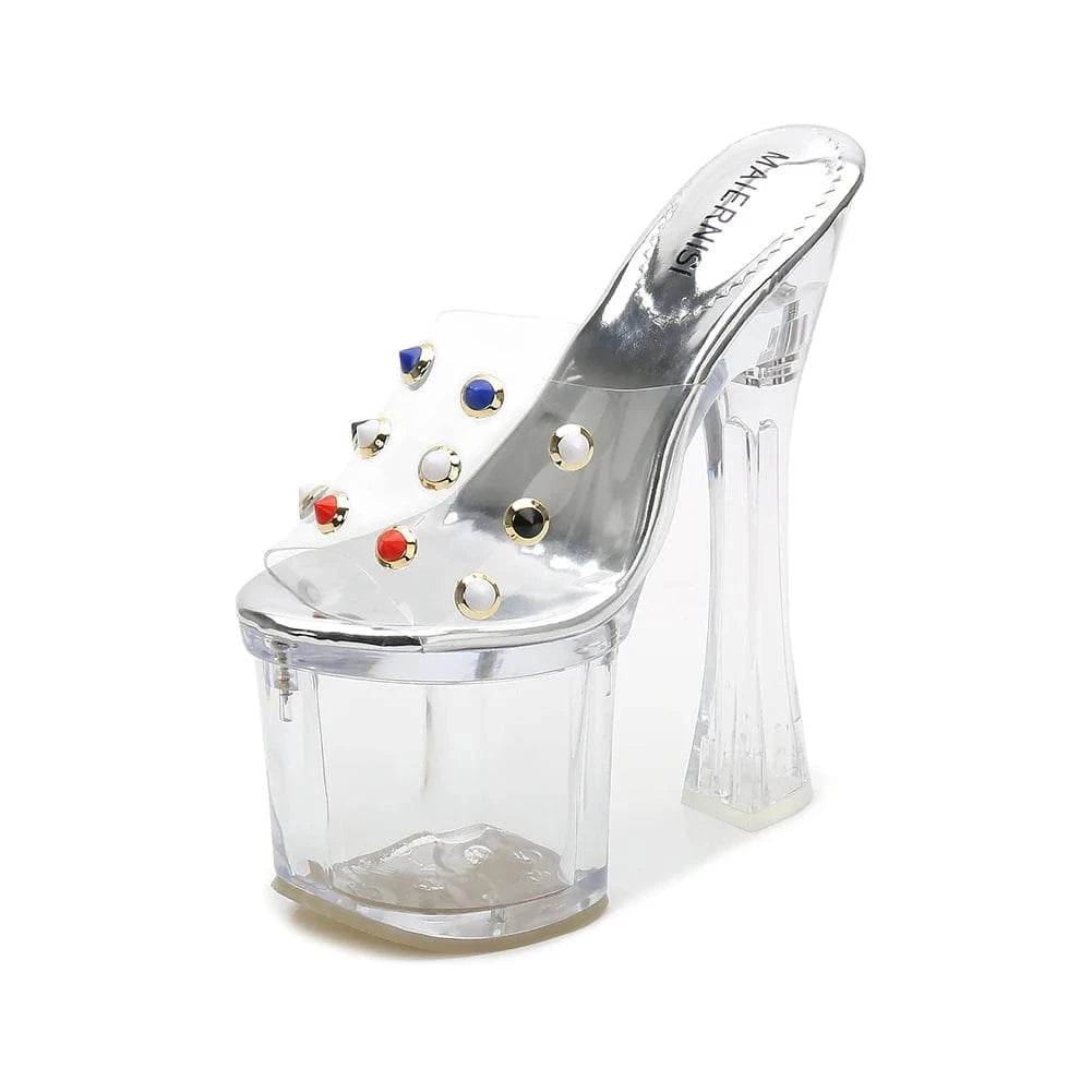 40 / Clear stripper dancewear shoes women sandals exotic pole dance wear designer women shoes high heels sandales femme