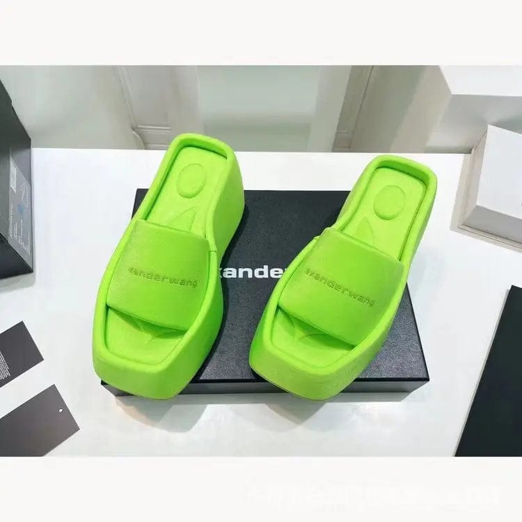 40 / color2 New High Quality High Wedge Heel Thick Sole Summer Women'S Square Sandals Slippers