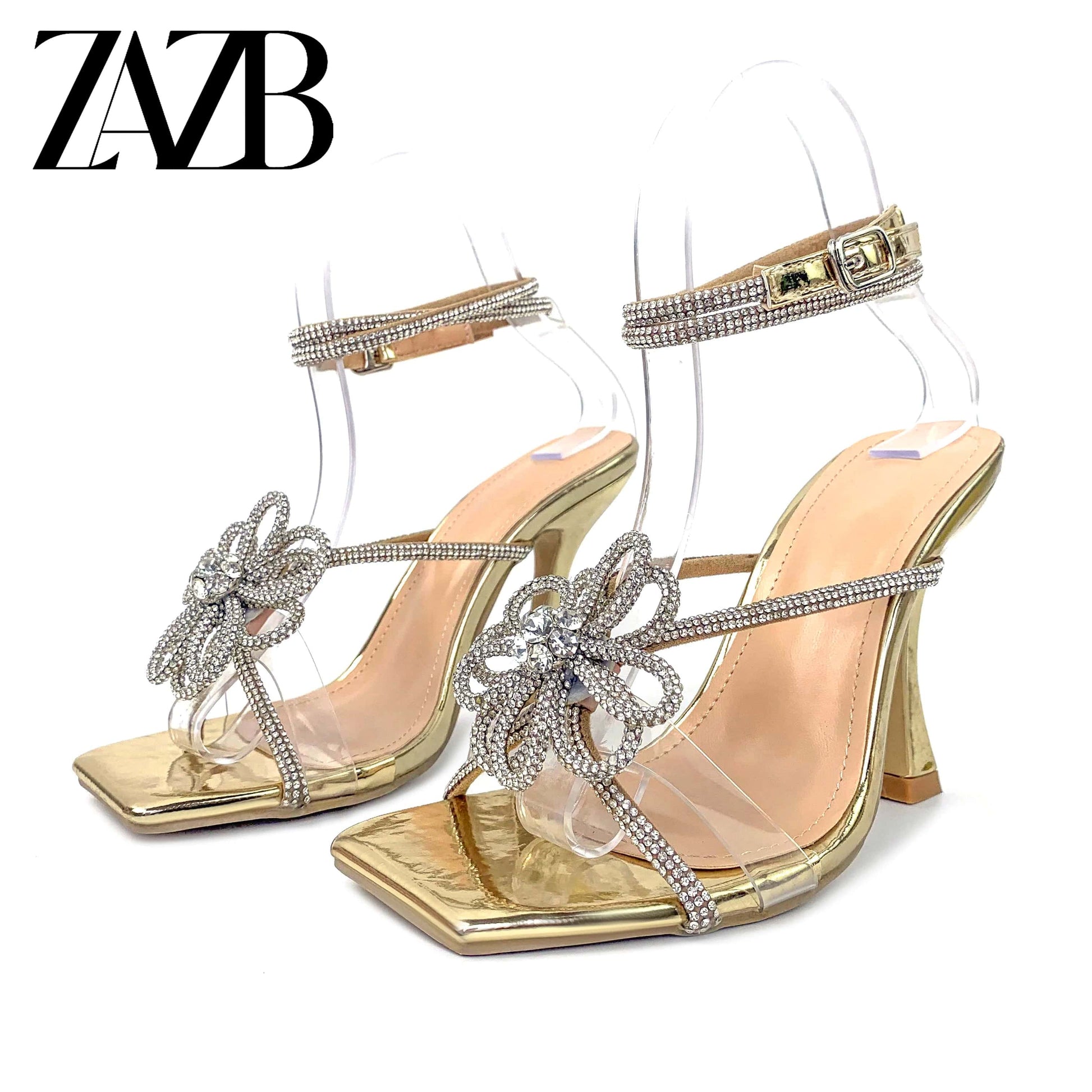 40 / Gold New blue strap bright high-heeled sandals drill press strap high-heeled sandals