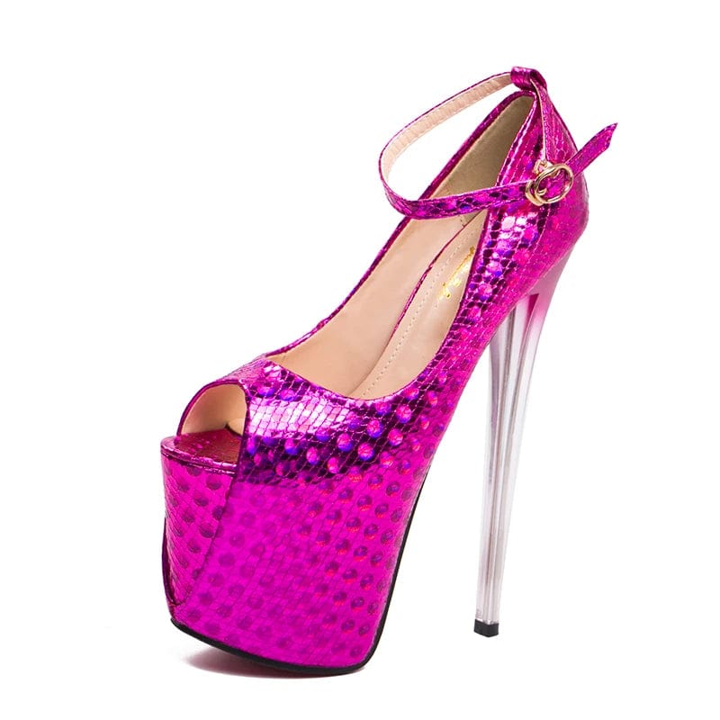 40 / Hot Pink Fashion 19 CM Stiletto Heels Sexy Platform Shoes Summer Latest Sandals Ladies Ankle Strap Sandals Women