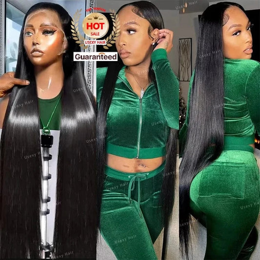 40 inch Wholesale Cheap Brazilian Virgin Hair Wigs Natural Color Silky Straight Wave Lace Front Transparent  Raw Indian Hair Wig