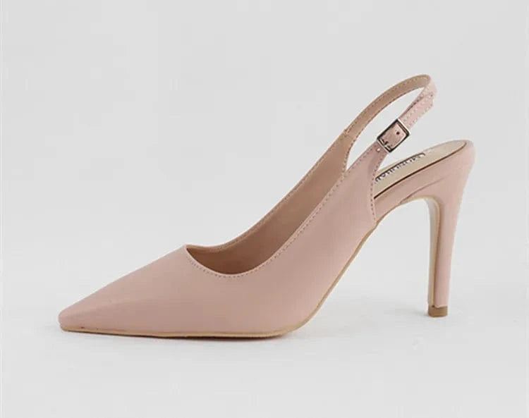 40 / Pink 9cm Women Casual Solid Color Slingback High Heels Sandals Pointed Toe Summer Wrap Toe Dress Shoes