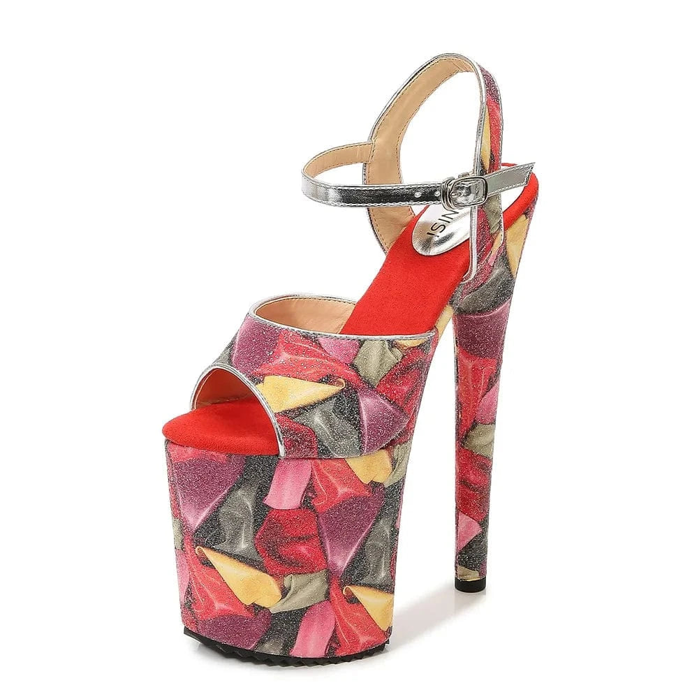 40 / Red Trendy Summer Heels Sexy 20 CM Stilettos High Heels Ankle Straps Platform SandalsPole Dancing Shoes Women