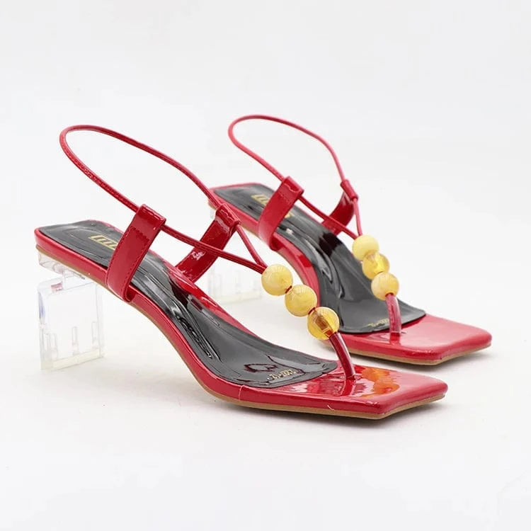 40 / Red wholesale ladies heels sandals women's luxury shoes zapatos chaussures talon pour femmes nouveaux styles women heeled sandals