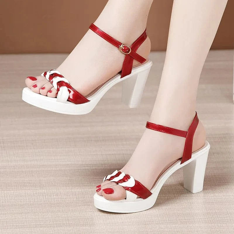 40 / White 8cm sh12426a Different 8cm and 10cm sandal femme quality women heeled sandals 2023